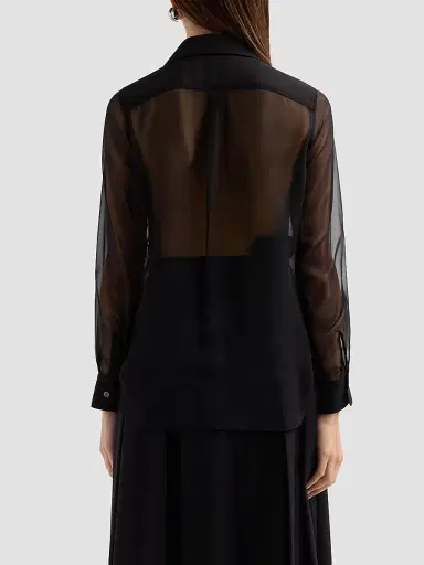 Comme des Garçons Women's Georgette Ruffle Sheer Blouse - Black - Size XS | Thumbnail 3 Comme des Garçons Women's Georgette Ruffle Sheer Blouse - Black - Size XS | Thumbnail 3