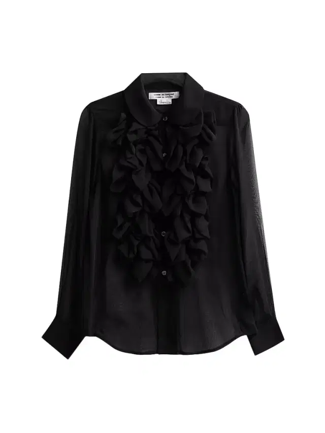 Comme des Garçons Women's Georgette Ruffle Sheer Blouse - Black - Size XS