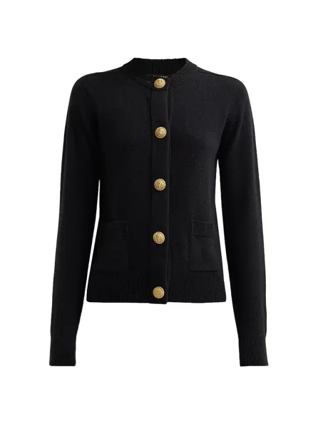 Women's Crewneck Cashmere-Wool Cardigan - Noir