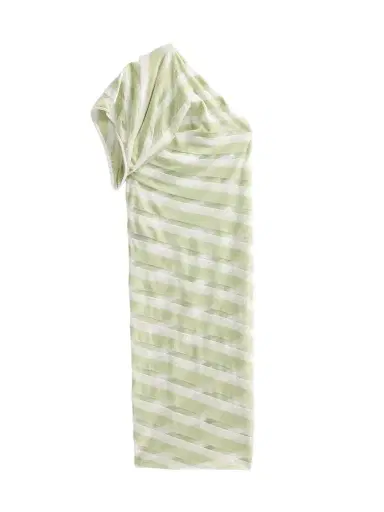 Stella McCartney Women's EXCLUSIVE. One-Shoulder Layered Sheer Striped Knit Midi Dress - Size XS | Thumbnail 1