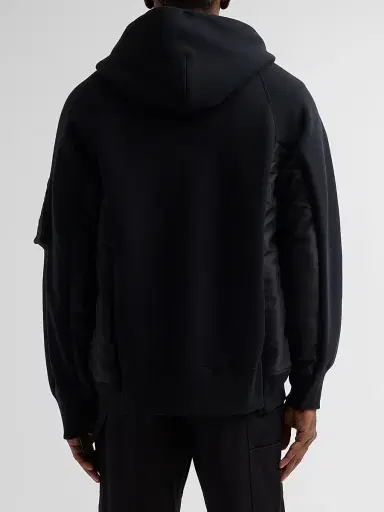 Sacai Men's Sponge Sweat x Nylon Twill Hoodie - Black - Size XL | Thumbnail 3 Sacai Men's Sponge Sweat x Nylon Twill Hoodie - Black - Size XL | Thumbnail 3