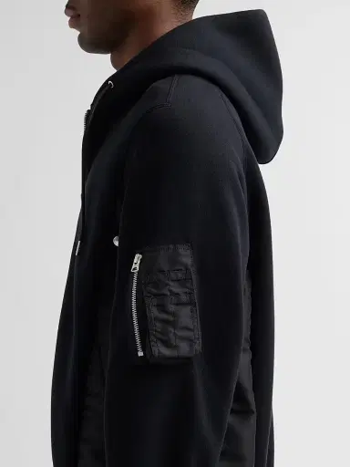 Sacai Men's Sponge Sweat x Nylon Twill Hoodie - Black - Size XL | Thumbnail 5 Sacai Men's Sponge Sweat x Nylon Twill Hoodie - Black - Size XL | Thumbnail 5