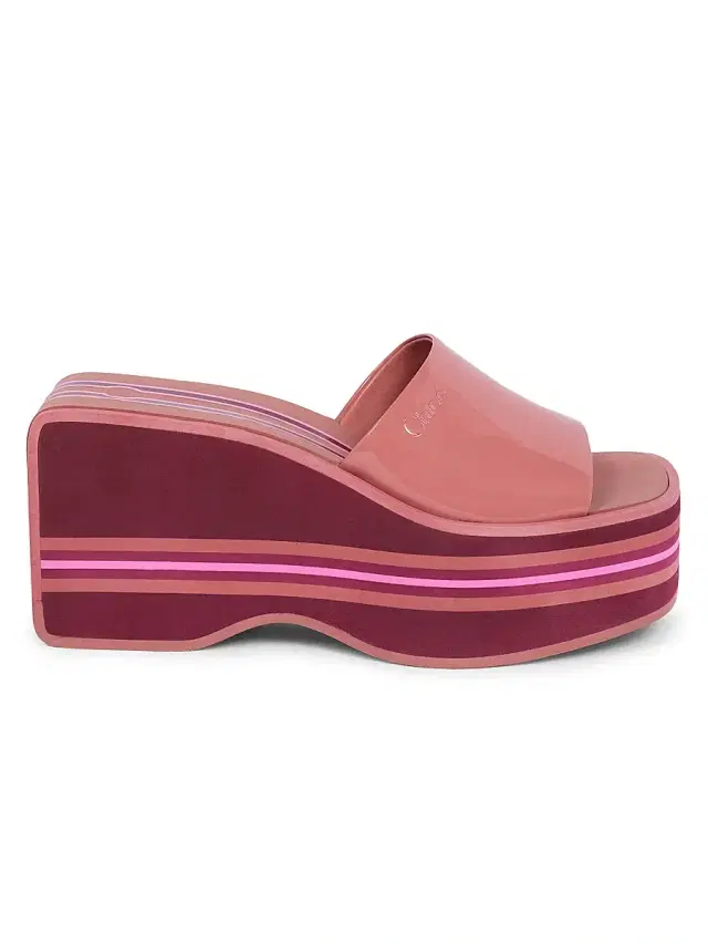 Chloé Women's Swimming Cool Leather Wedge Mules - Coffee Pink
