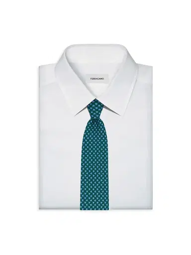 Ferragamo Men's Fish Gancini Silk Tie - Verde | Thumbnail 2