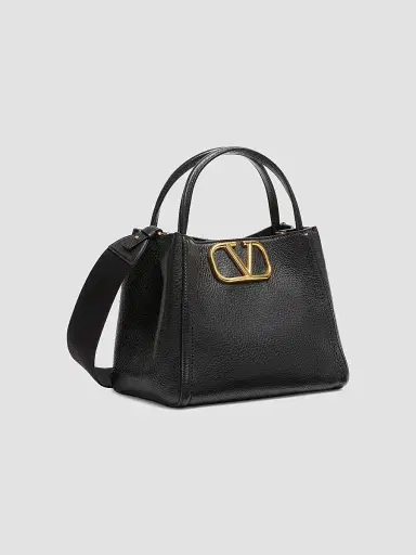 Valentino Garavani Women's Alltime Medium Handbag in Grainy Calfskin - Black | Thumbnail 2 Valentino Garavani Women's Alltime Medium Handbag in Grainy Calfskin - Black | Thumbnail 2