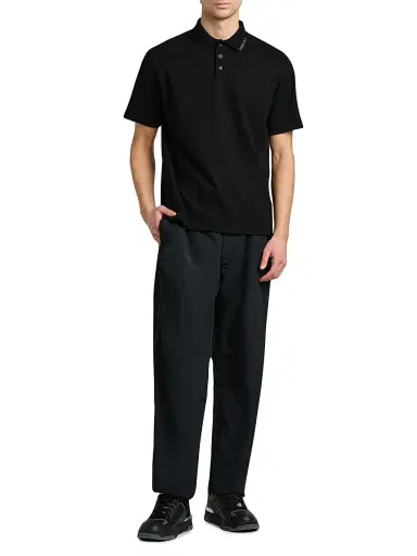 Versace Men's Piquet Medusa Buttons Cotton Polo Shirt - Black - Size XS | Thumbnail 2