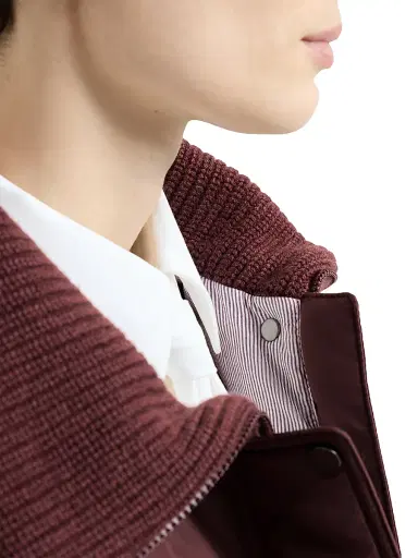 Brunello Cucinelli Women's Techno Cotton Taffeta and Virgin Wool, Cashmere and Silk Knit Down Jacket with Shiny Zipper Pull | Thumbnail 5 Brunello Cucinelli Women's Techno Cotton Taffeta and Virgin Wool, Cashmere and Silk Knit Down Jacket with Shiny Zipper Pull | Thumbnail 5