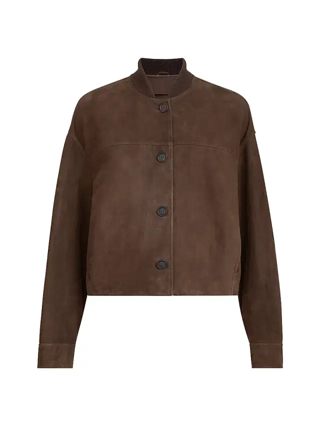 Brunello Cucinelli Women's Couture Suede Outerwear Jacket with Monili - Pine Cone Brown