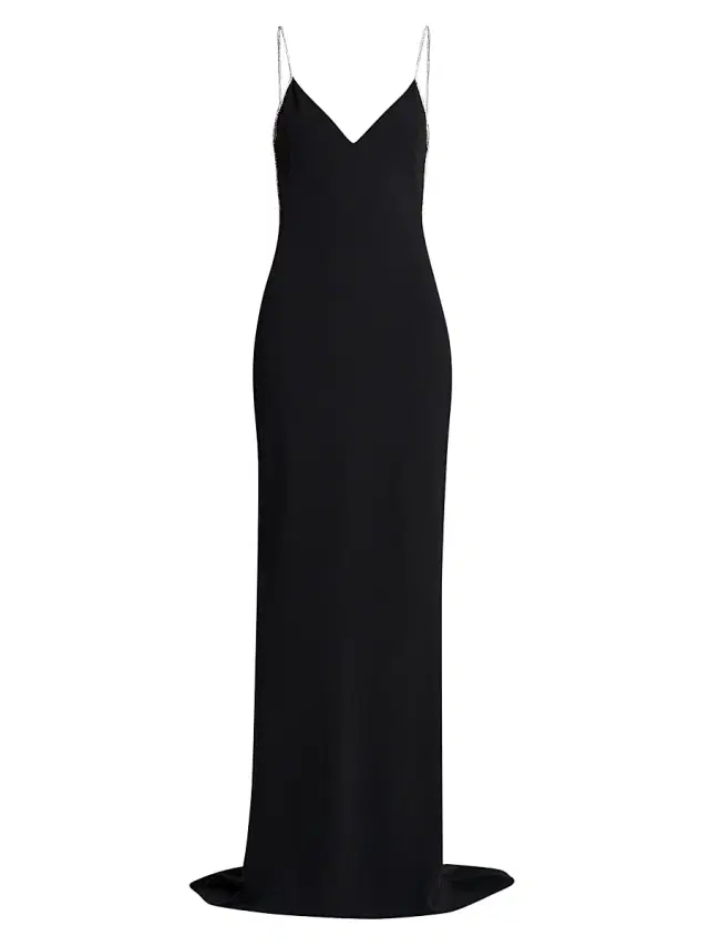 TOM FORD Women's V-Neck Open-Back Gown - Black Crystal