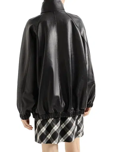Brunello Cucinelli Women's Nappa Leather Bomber Jacket with Monili - Black | Thumbnail 4 Brunello Cucinelli Women's Nappa Leather Bomber Jacket with Monili - Black | Thumbnail 4