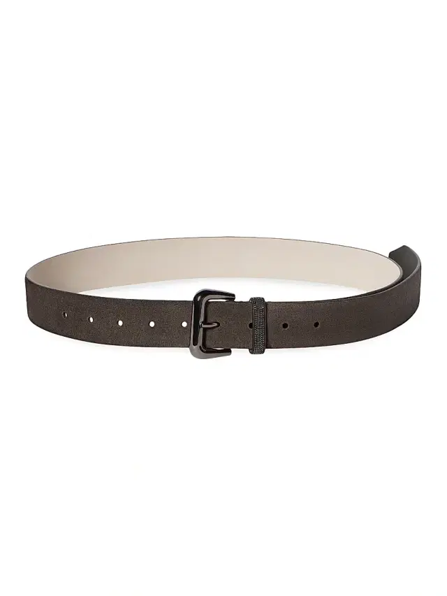 Brunello Cucinelli Women's Suede Belt with Shiny Loop - Brown