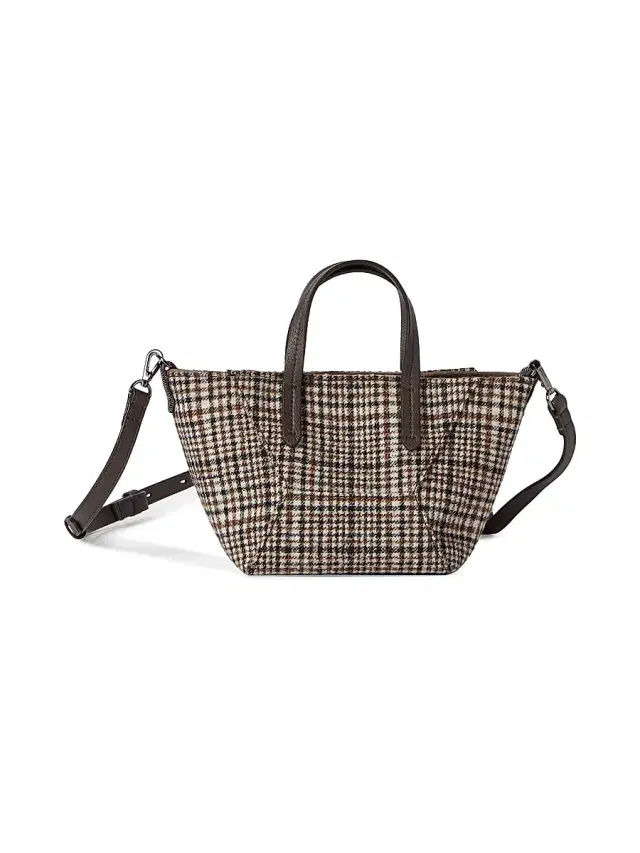 Brunello Cucinelli Women's Duo Mini Top Handle Bag in Water Resistant Alpaca and Wool - Brown