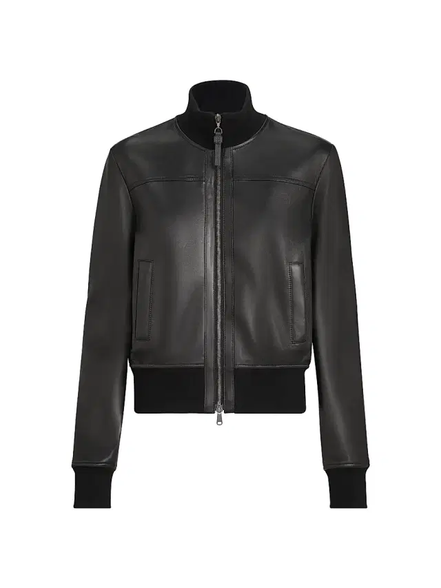 Brunello Cucinelli Women's Nappa Leather Outerwear Jacket with Monili - Black