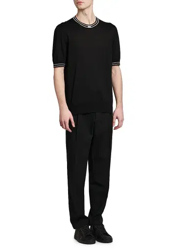 Dolce & Gabbana Men's Nero Logo Silk T-Shirt - Nero | Thumbnail 2