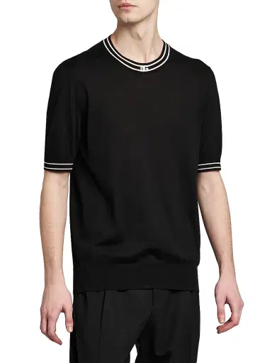 Dolce & Gabbana Men's Nero Logo Silk T-Shirt - Nero | Thumbnail 4
