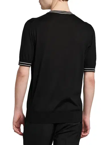Dolce & Gabbana Men's Nero Logo Silk T-Shirt - Nero | Thumbnail 5