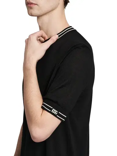 Dolce & Gabbana Men's Nero Logo Silk T-Shirt - Nero | Thumbnail 6