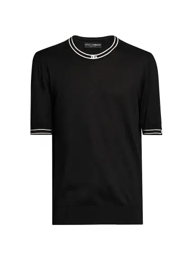 Dolce & Gabbana Men's Nero Logo Silk T-Shirt - Nero | Thumbnail 1