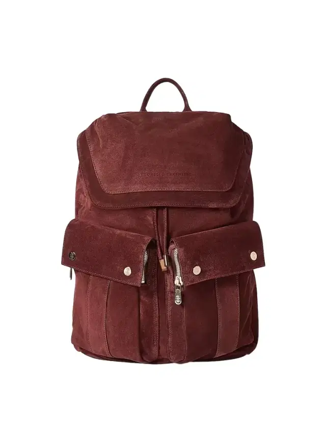 Brunello Cucinelli Men's Suede Leisure Backpack - Burgundy