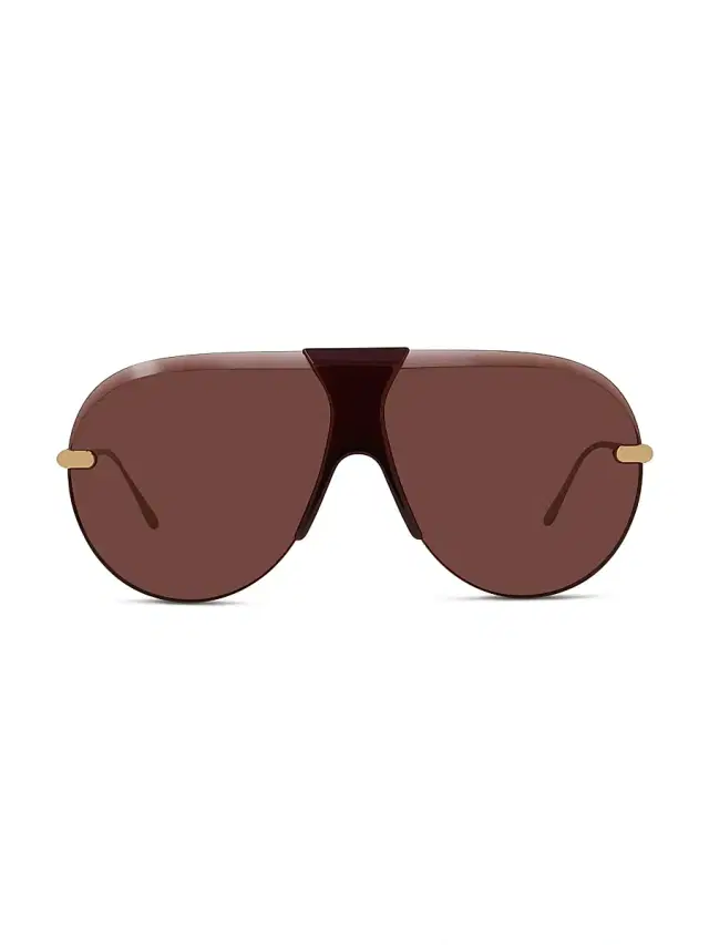 LOEWE Women's Slim Aviator Rimless Sunglasses - Shiny Gold Bordeaux