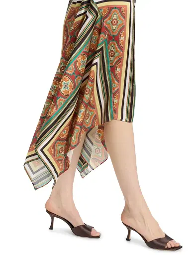 Misa Los Angeles Women's Sheila Printed Satin Handkerchief Midi-Dress - Majorelle Scarf - Size XL | Thumbnail 6