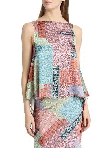 Misa Los Angeles Women's Jana Patchwork-Print Top - Oasis Patchwork - Size XL | Thumbnail 3 Misa Los Angeles Women's Jana Patchwork-Print Top - Oasis Patchwork - Size XL | Thumbnail 3