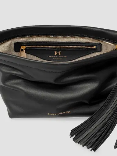 Carolina Herrera Women's Pia  Leather Clutch - Black | Thumbnail 3