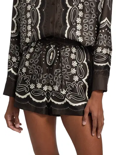 Nili Lotan Women's Frances Silk Bandana Shorts - Brown Ivory Bandana Print - Size XL | Thumbnail 3 Nili Lotan Women's Frances Silk Bandana Shorts - Brown Ivory Bandana Print - Size XL | Thumbnail 3