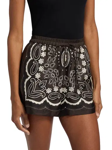Nili Lotan Women's Frances Silk Bandana Shorts - Brown Ivory Bandana Print - Size XL | Thumbnail 4 Nili Lotan Women's Frances Silk Bandana Shorts - Brown Ivory Bandana Print - Size XL | Thumbnail 4