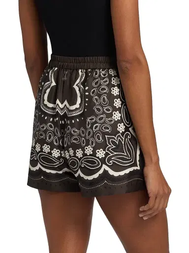 Nili Lotan Women's Frances Silk Bandana Shorts - Brown Ivory Bandana Print - Size XL | Thumbnail 5 Nili Lotan Women's Frances Silk Bandana Shorts - Brown Ivory Bandana Print - Size XL | Thumbnail 5