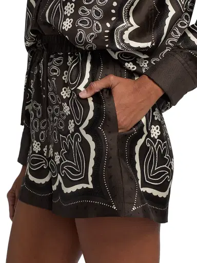 Nili Lotan Women's Frances Silk Bandana Shorts - Brown Ivory Bandana Print - Size XL | Thumbnail 6 Nili Lotan Women's Frances Silk Bandana Shorts - Brown Ivory Bandana Print - Size XL | Thumbnail 6