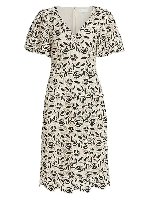 Women's The Presley Embroidered-Lace Midi-Dress -  Noir