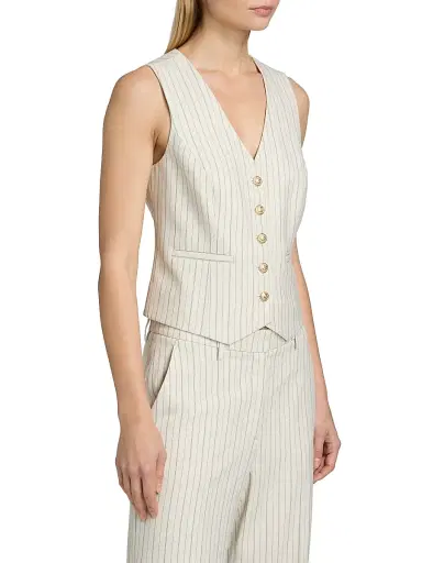 Elie Tahari Women's The Liliana Pinstriped Vest - Tan Black Pinstripe - Size 16 | Thumbnail 4 Elie Tahari Women's The Liliana Pinstriped Vest - Tan Black Pinstripe - Size 16 | Thumbnail 4