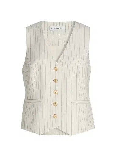 Elie Tahari Women's The Liliana Pinstriped Vest - Tan Black Pinstripe - Size 16 | Thumbnail 1 Elie Tahari Women's The Liliana Pinstriped Vest - Tan Black Pinstripe - Size 16 | Thumbnail 1