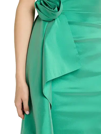 Teri Jon by Rickie Freeman Women's Flower-Corsage One-Shoulder Taffeta Gown | Thumbnail 5