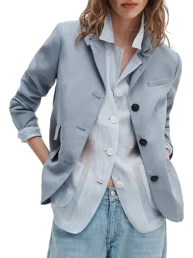 rag & bone Women's Slade Linen-Blend Blazer - Stone | Thumbnail 3