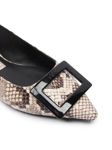 Roger Vivier Women's Gommettine Snakeskin-Embossed Leather Ballerina Flats | Thumbnail 4 Roger Vivier Women's Gommettine Snakeskin-Embossed Leather Ballerina Flats | Thumbnail 4