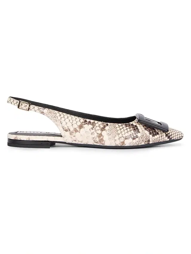 Roger Vivier Women's Gommettine Snakeskin-Embossed Leather Ballerina Flats - Cire