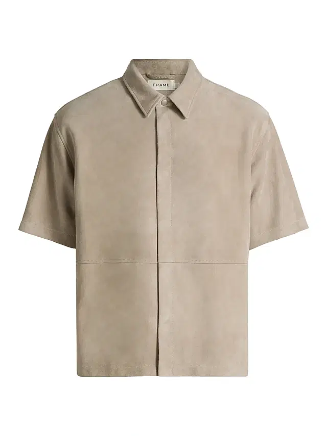 Men's Suede Button-Front Shirt - Dusty Beige