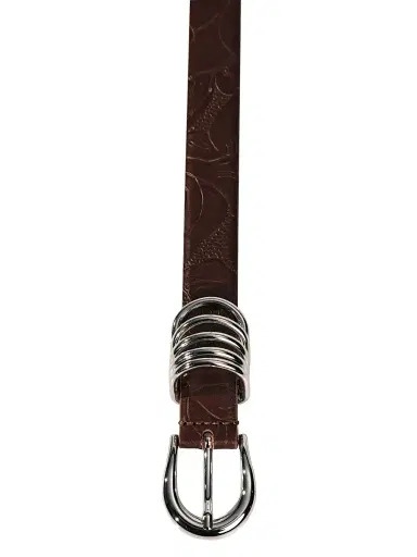Déhanche Women's Hollyhock Floral-Embossed Leather Belt | Thumbnail 3