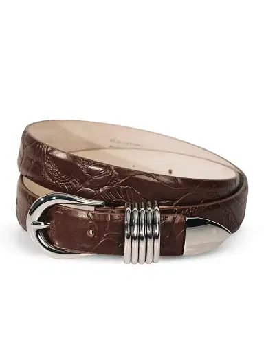 Déhanche Women's Hollyhock Floral-Embossed Leather Belt | Thumbnail 1