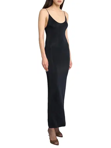 Saint Laurent Women's Cassandre-Chain Backless Dress in Knit | Thumbnail 3 Saint Laurent Women's Cassandre-Chain Backless Dress in Knit | Thumbnail 3