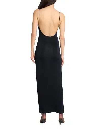 Saint Laurent Women's Cassandre-Chain Backless Dress in Knit | Thumbnail 4 Saint Laurent Women's Cassandre-Chain Backless Dress in Knit | Thumbnail 4