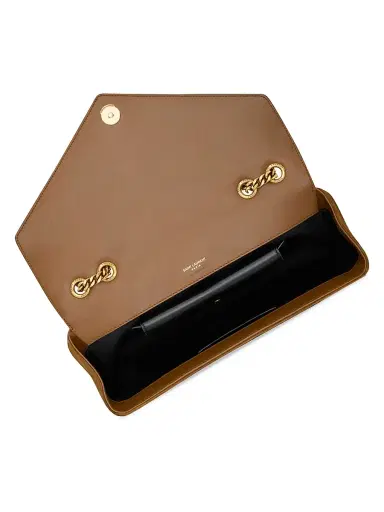 Saint Laurent Women's Loulou Medium in Matelassé Suede Shoulder Bag - Caramel Cognac | Thumbnail 3