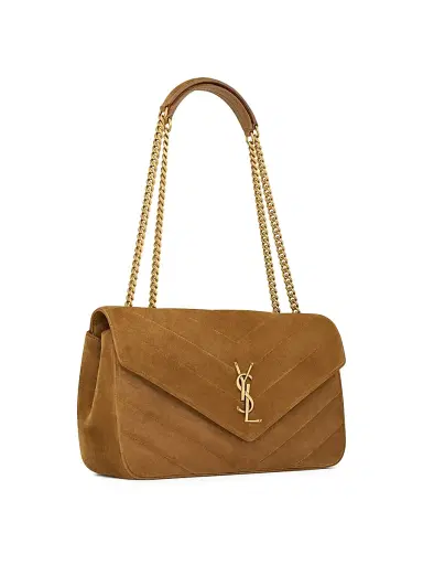 Saint Laurent Women's Loulou Medium in Matelassé Suede Shoulder Bag - Caramel Cognac | Thumbnail 5