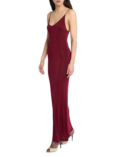Saint Laurent Women's Cassandre-Chain Backless Dress in Knit - Bordeaux - Size Small | Thumbnail 2 Saint Laurent Women's Cassandre-Chain Backless Dress in Knit - Bordeaux - Size Small | Thumbnail 2
