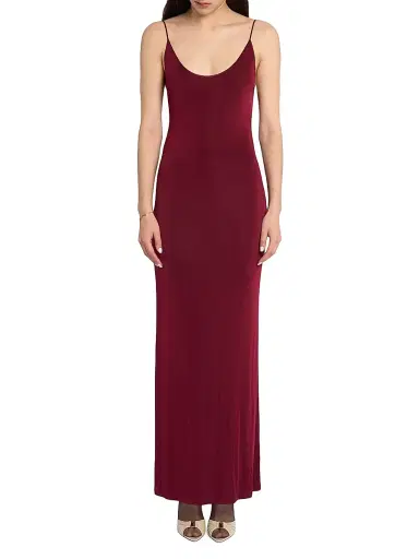 Saint Laurent Women's Cassandre-Chain Backless Dress in Knit - Bordeaux - Size Small | Thumbnail 3 Saint Laurent Women's Cassandre-Chain Backless Dress in Knit - Bordeaux - Size Small | Thumbnail 3
