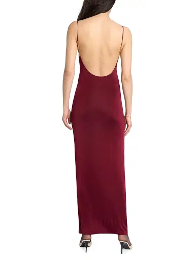 Saint Laurent Women's Cassandre-Chain Backless Dress in Knit - Bordeaux - Size Small | Thumbnail 4 Saint Laurent Women's Cassandre-Chain Backless Dress in Knit - Bordeaux - Size Small | Thumbnail 4