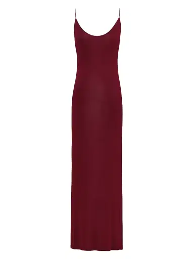Saint Laurent Women's Cassandre-Chain Backless Dress in Knit - Bordeaux - Size Small | Thumbnail 1 Saint Laurent Women's Cassandre-Chain Backless Dress in Knit - Bordeaux - Size Small | Thumbnail 1
