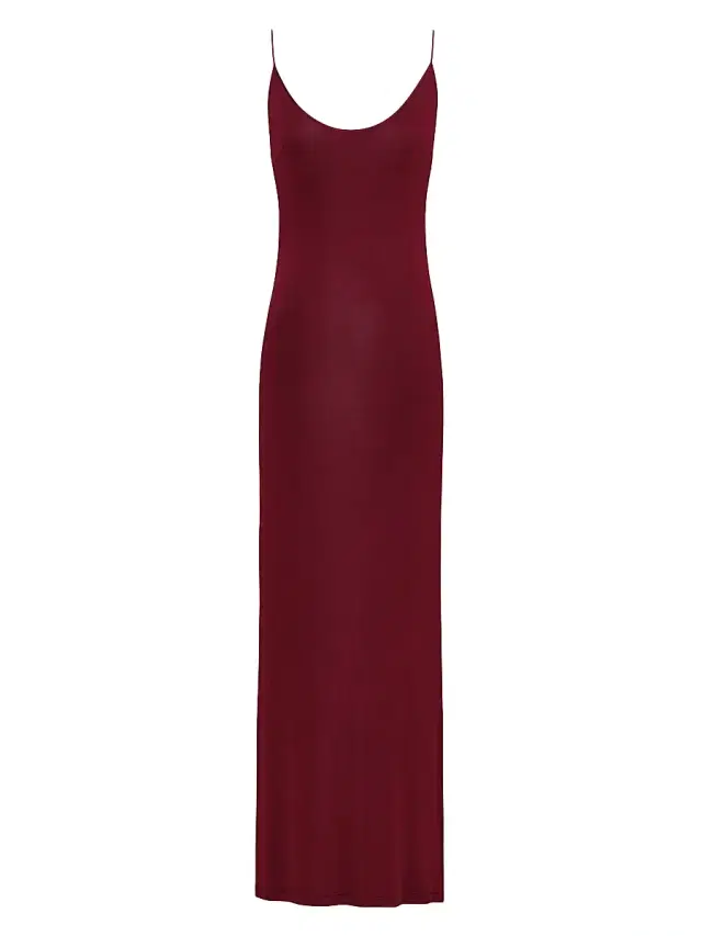 Women's Cassandre-Chain Backless Dress in Knit - Bordeaux